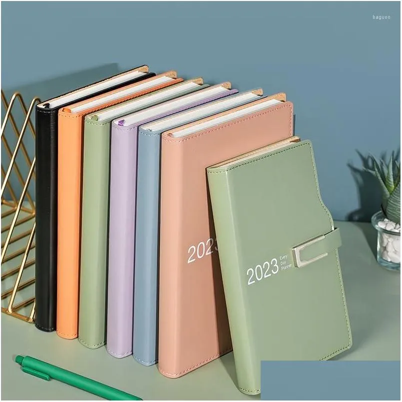 planner book a5/a6 schedule agenda year/month/day plan notebook with 2in1 signing pen stationery cuadernos magnetic buckle