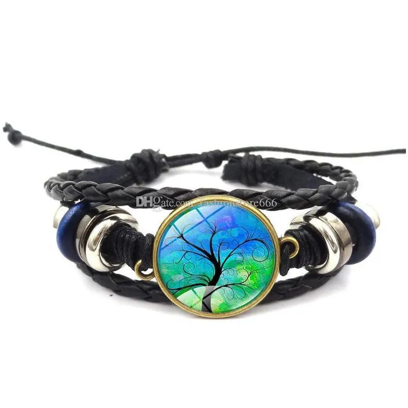 tree of life glass cabochon bracelet multilayer wrap bracelet bangle cuff wristband luxury designer jewelry women bracelets charm