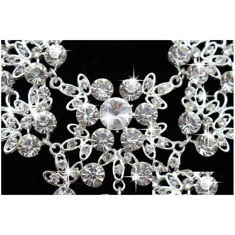 wedding jewelry sets engagement bridal rhinestone earring and necklace sets simple shining wedding dress accessories jewelry in bulk