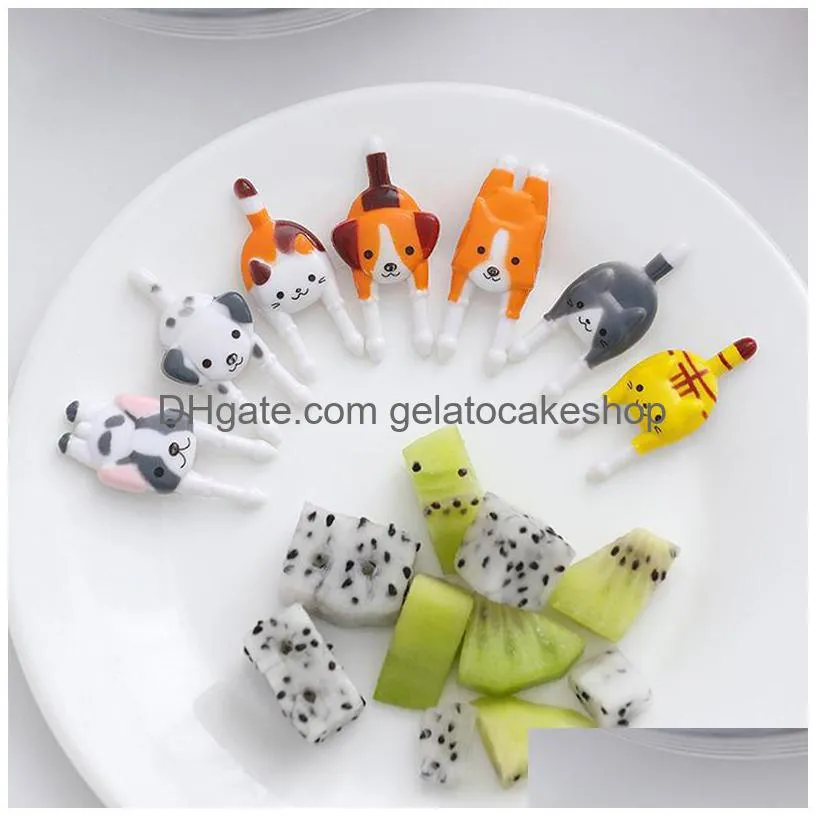 forks 650pcs animal fruit fork grade plastic mini cartoon kids cake toothpick bento lunch accessories party decor