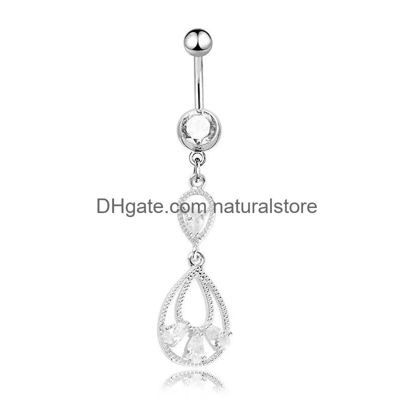 sexy wasit belly dance crystal body jewelry stainless steel rhinestone navel bell button piercing dangle rings for women drop flower