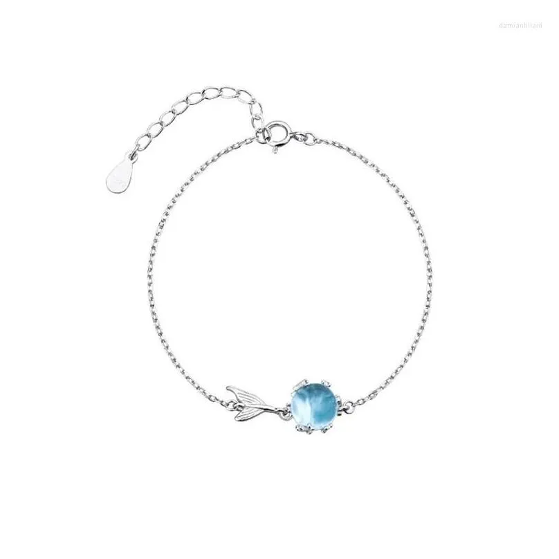 charm bracelets blue crystal round ball mermaid tail bracelet for women bangle wedding jewelry gift sl368