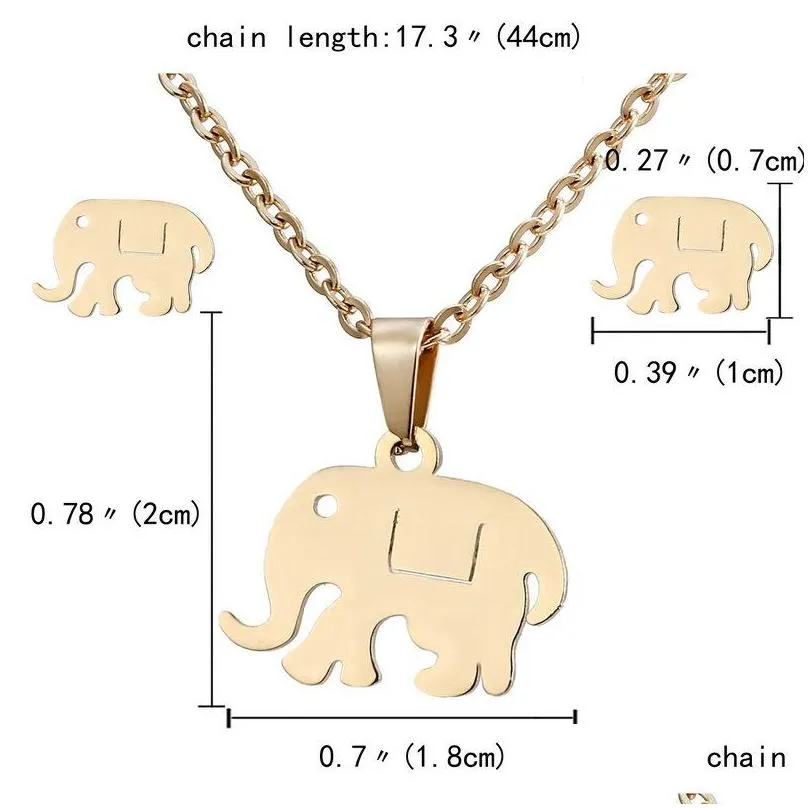 16 styles 316l stainless steel jewelry sets crown skull butterfly elephant heart pendant necklace earring set for women fashion