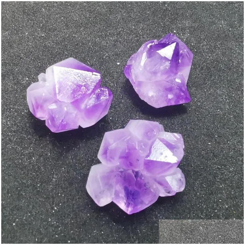 jewelry pouches natural irregular hexagonal mineral specimen amethyst crystal cluster stone aural healing decoration color gift