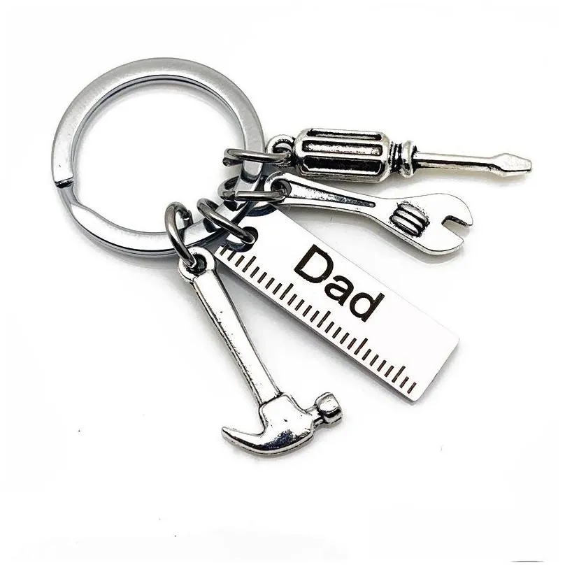 stainless steel keychain engraved dad papa grandpa tools key rings gift for dad fathers day creative father key chain jewelry