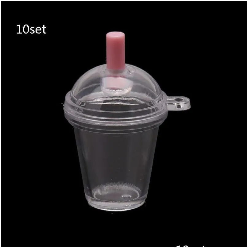 jewelry components 10pcs mini frappuccino cup coffee cup dollhouse miniature simulation plastic cake cream cups keychain making