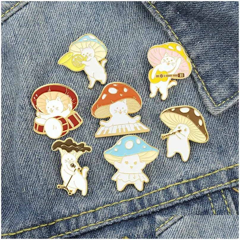 cats concert lapel pin mushroom enamel badges womens anime brooches on backpack mini hijab pins cute decorative badges brooch
