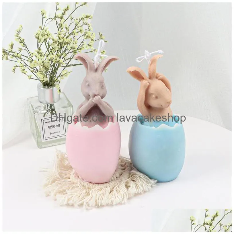 holiday decorations eggshell candle mold silicone rabbit resin mould making animal plaster chocolate baking tools supplies 220531