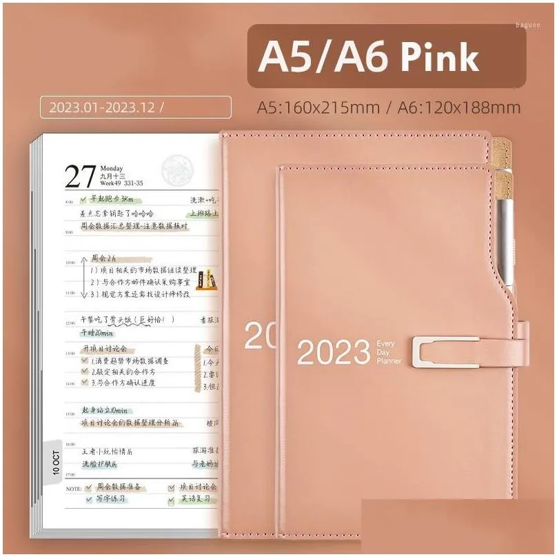 planner book a5/a6 schedule agenda year/month/day plan notebook with 2in1 signing pen stationery cuadernos magnetic buckle