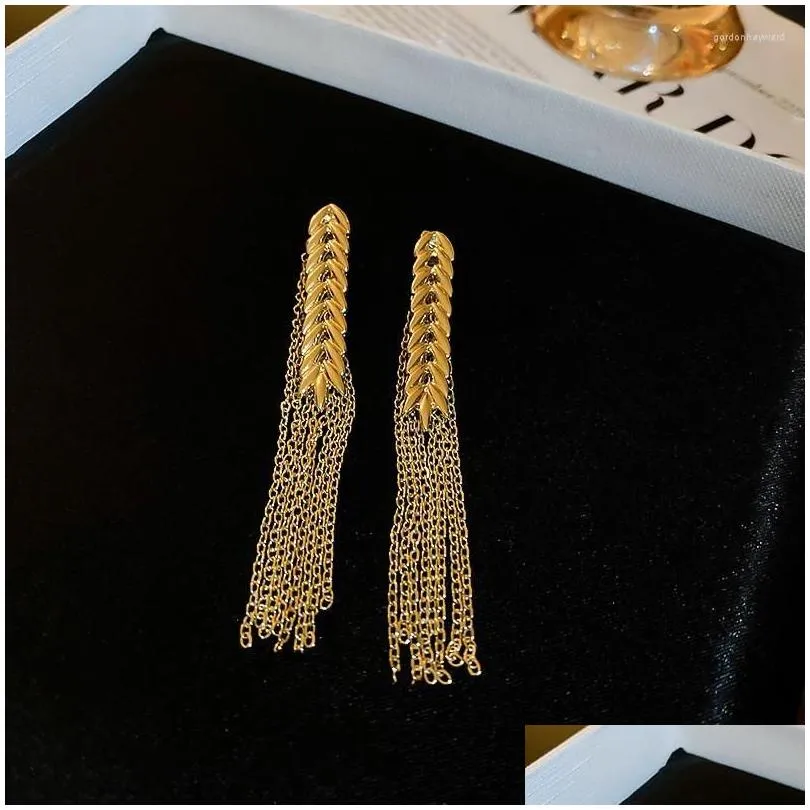 dangle earrings 2022 unique design golden wheat ear tassel women personality fashion simple wedding jewelry birthday gifts