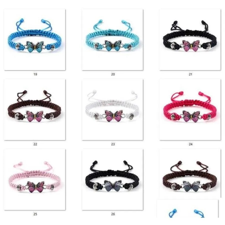 bulk wholesale butterfly charm bracelet hand braided boho jewelry friendship gift for women