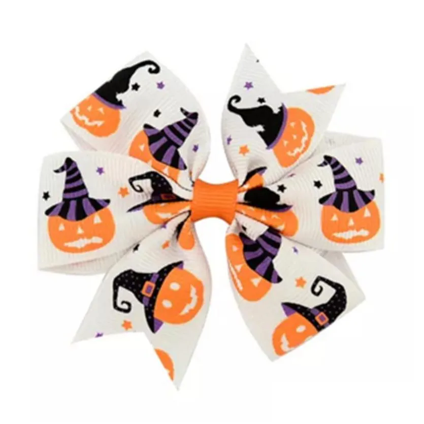 3 inch baby halloween grosgrain ribbon bows with clip girls kids ghost pumpkin baby girl pinwheel hair clips hair pin accessories