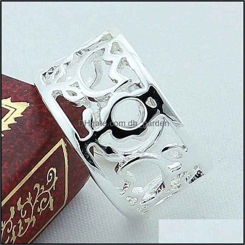 cluster rings 925 sliver color hollow flower ring fashion jewelry for women trendy engagement christmas gift