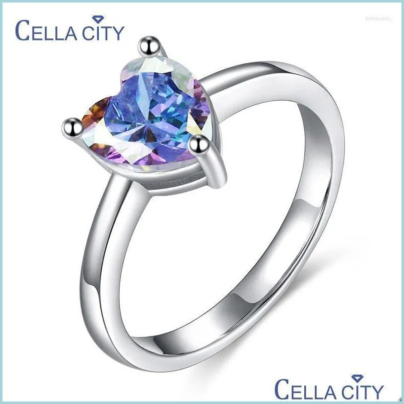 cluster rings cellacity fashion silver 925 jewelry charms for women heart shaped topaz colors gemstone female dating gift wholesalecluster