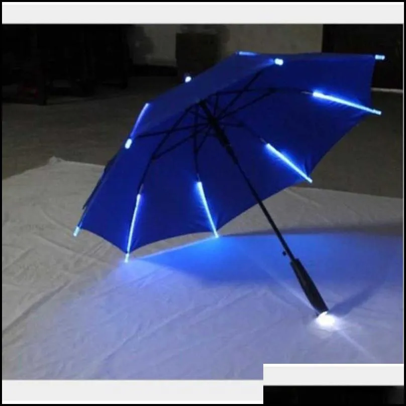 cool umbrella with led features 8 transparent rib light with flashlight handle /by h1015