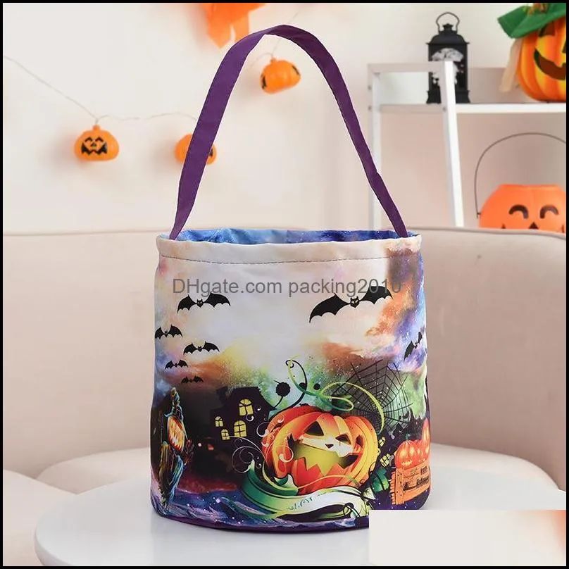 new halloween basket party supplies glowing pumpkin bag childrens portable candy bag ghost festival tote bucket decoration props