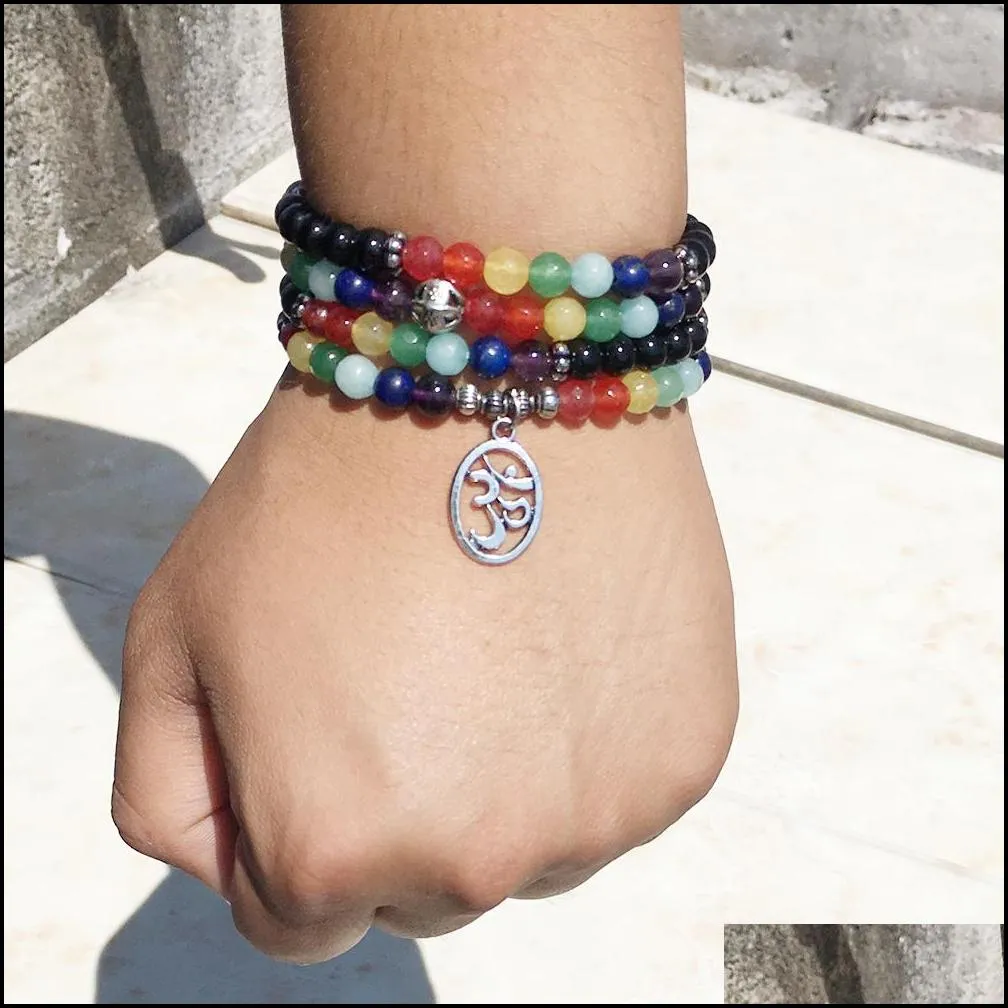 108 mala chakra bracelet or necklace 7 chakra yoga meditation bracelet for women pure natural stone