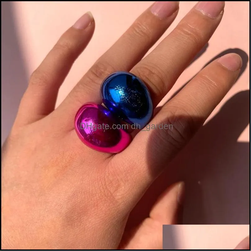 cluster rings 2022 vintage colorful fluorescent laser plating geometric ring resin for women girls party jewelry giftscluster brit22