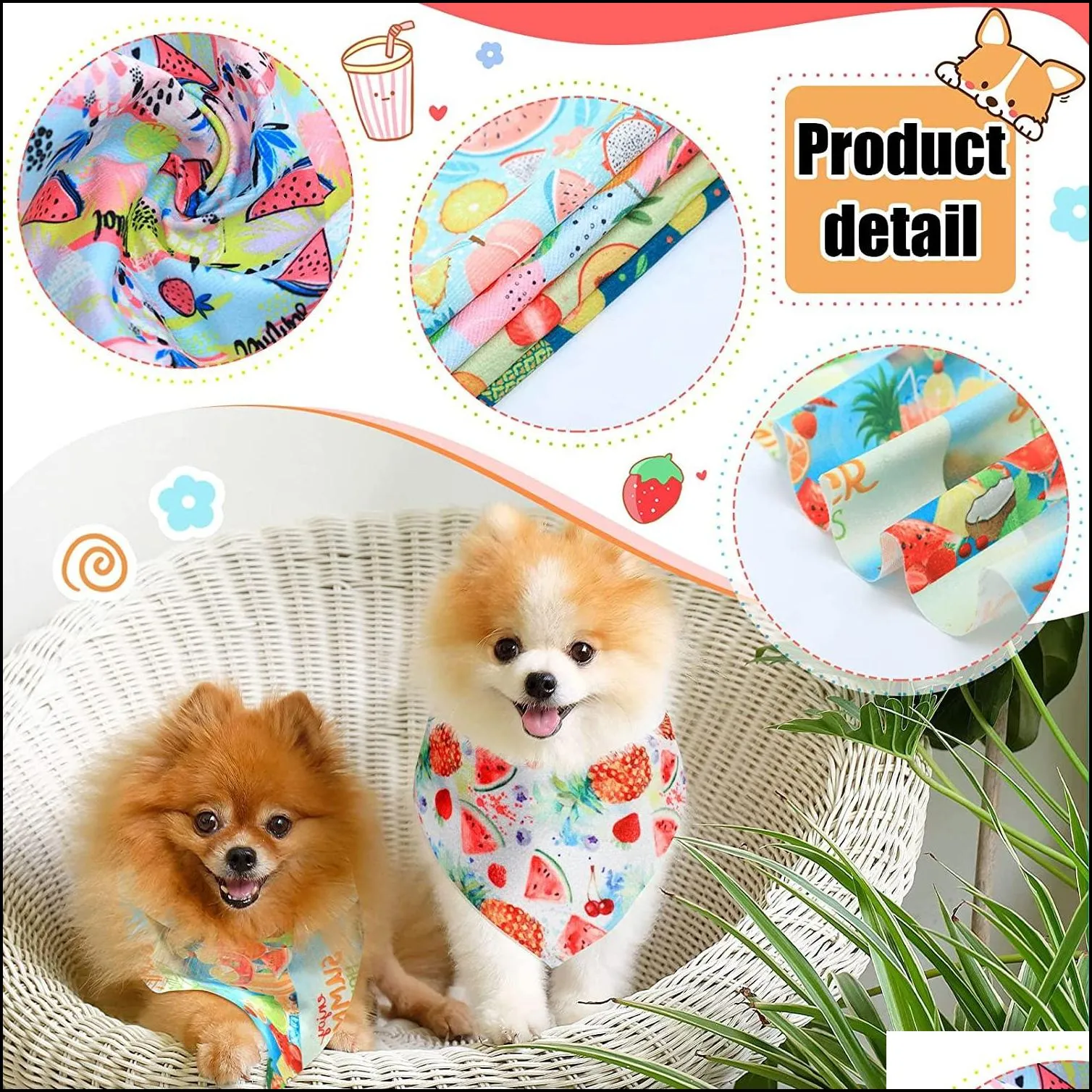 20 pieces dog bandana scarf triangular bibs pet summer flamingo fruit hawaii dog bandana for small medium large dogs cats