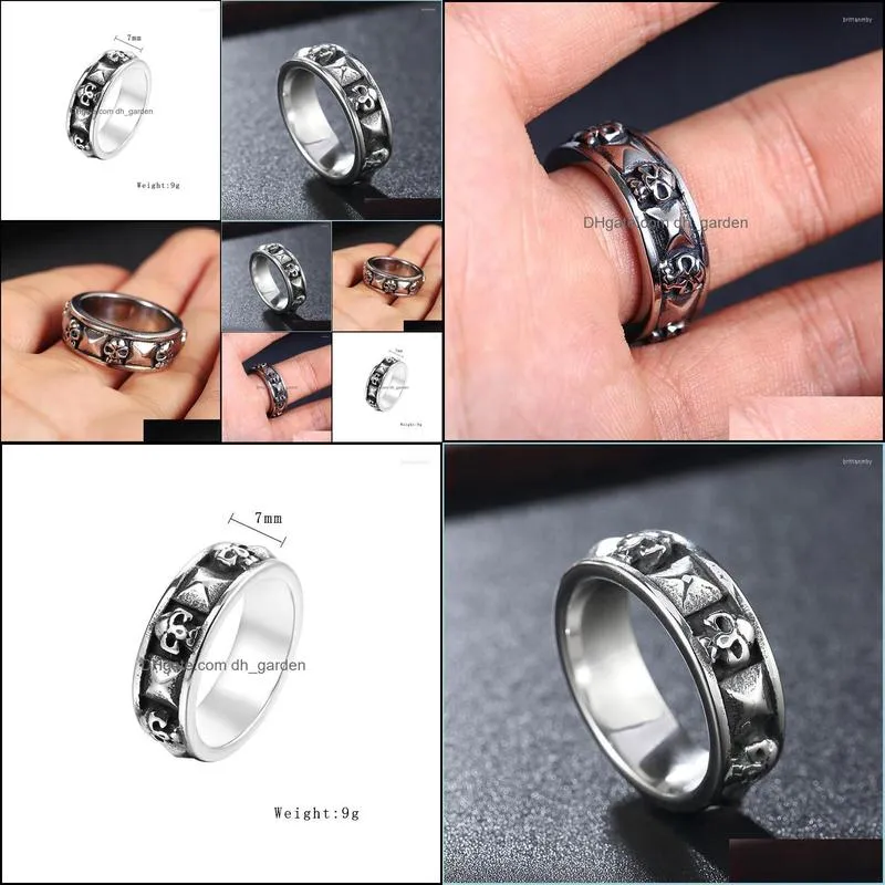 cluster rings stainless steel gothic skull ring punk hip hop mens and womens rock roll party jewelry gift for him size 712