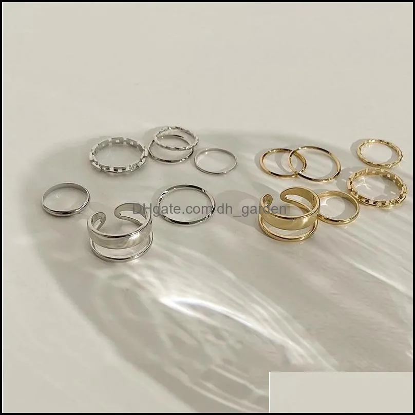 cluster rings 7pcs fashion jewelry set selling metal hollow round opening women finger ring for girl lady party wedding giftscluster
