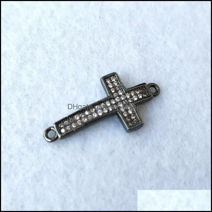 handmade charm micro pave cubic zirconia cross connector beads diy bracelet accessories jewelry making ct555