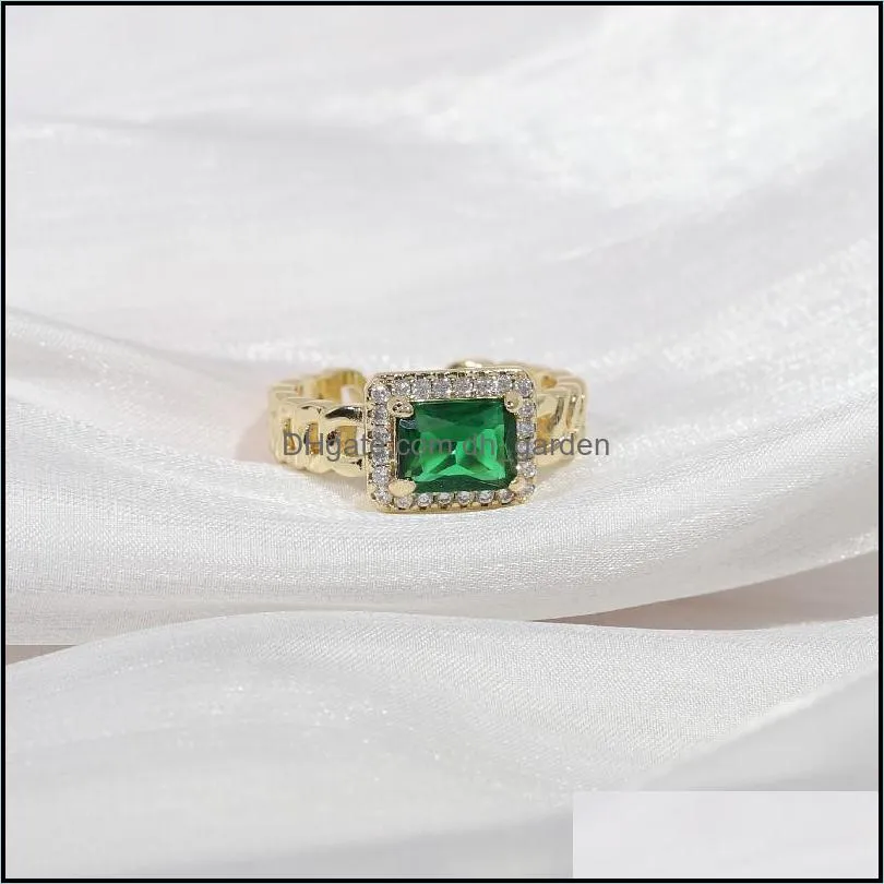 cluster rings design fashion jewelry exquisite copper inlaid square emerald zircon ring luxury womens prom party opening adjustable