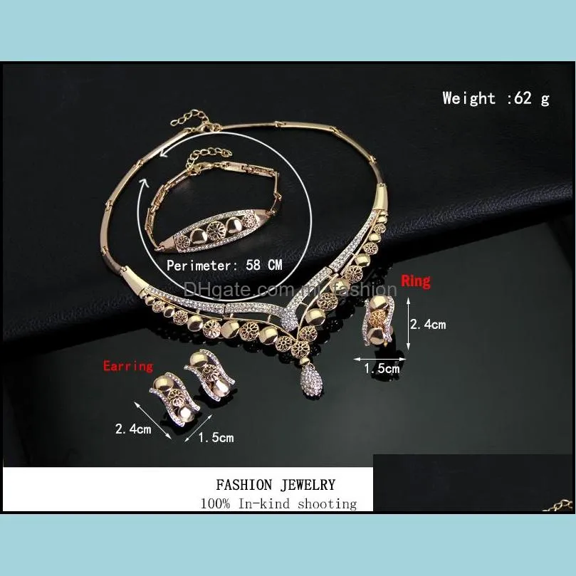 luxury mosaic crystal jewelry set 18k gold plated necklace earrings sets for wedding bridal party jewelry ca115