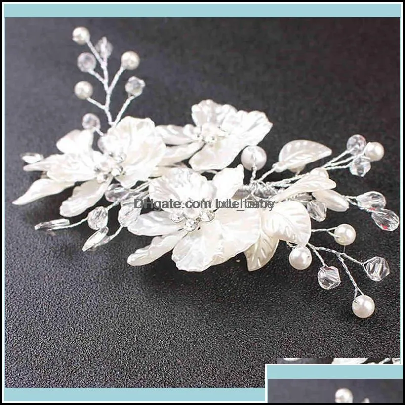 Headbands Jewelrybridal Crystal Pearl Flower Clip Floral Style Barrette Bride Jewelry Bridesmaid Wedding Hair Aessories Drop Delivery 2021