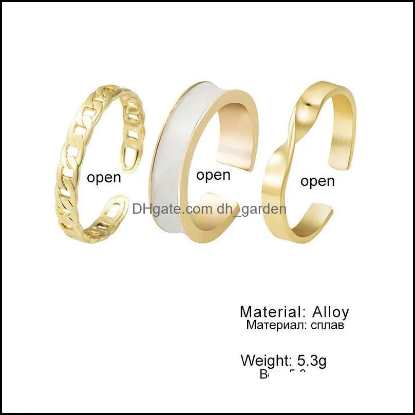 cluster rings pcs gothic black white enamel round set for women open resizable hollow geometric finger ring fashion female jewelry