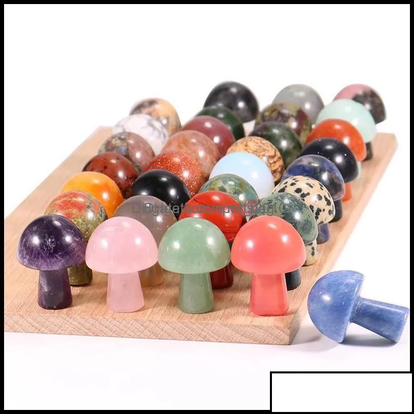 Arts And Crafts Arts Gifts Home Garden Small Natural Quartz Stone Mini Mushroom Carving Crystal Healing Decoration Dhm3L