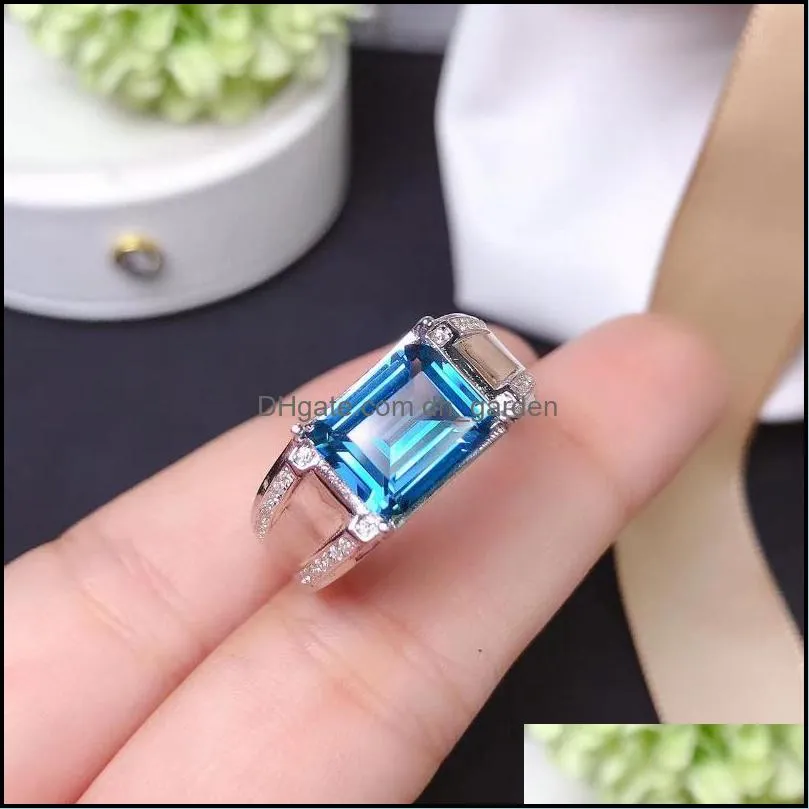 cluster rings natural blue topaz gem ring s925 silver gemstone fashion luxury big women man party gift jewelry certifiedcluster brit22
