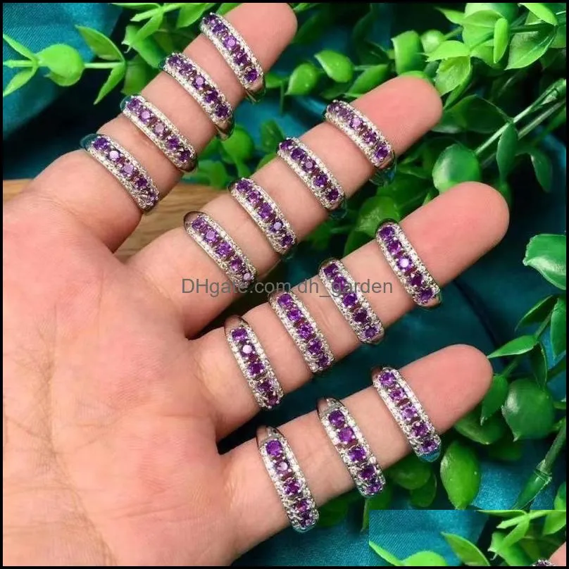 cluster rings luxury natural amethyst ring charm crystal gem jewelry womens elegant adjustable gemstone party wedding gift