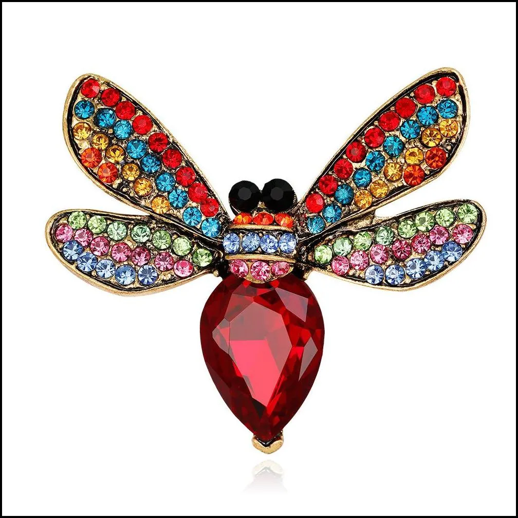 fashionable rhinestone bee brooches gifts for women enamel animal insect spider brooch pin bugs jewelry scarf clip broach