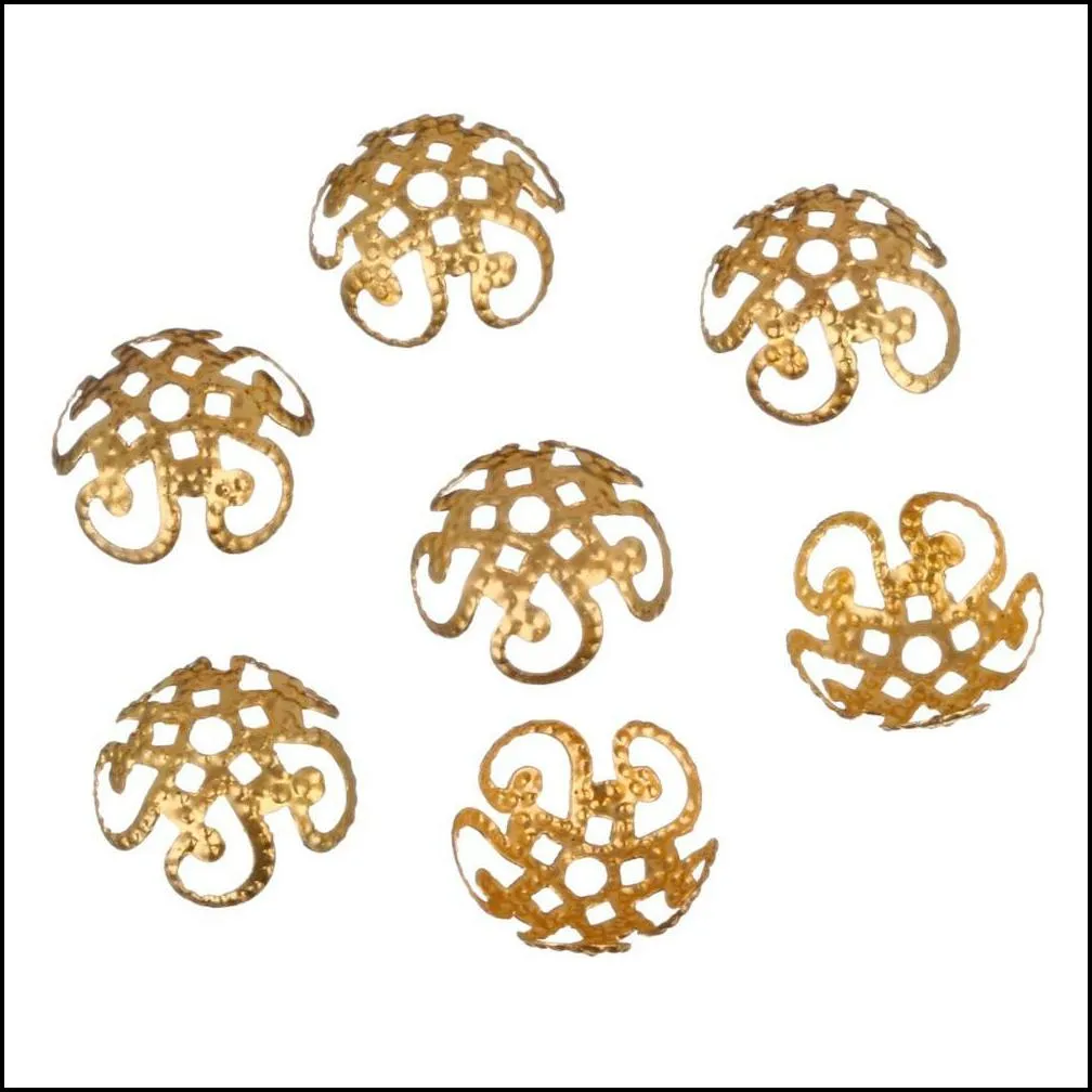 100 pcs/200 pcs/lot 2015 high quality pesca diy hollow flower metal charms bead caps for jewelry making 10m