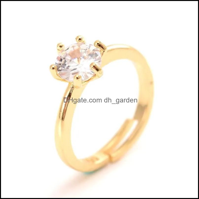 cluster rings gold for woman sparkling white cz stones openg ladies lover party wedding bridal jewelry gifts