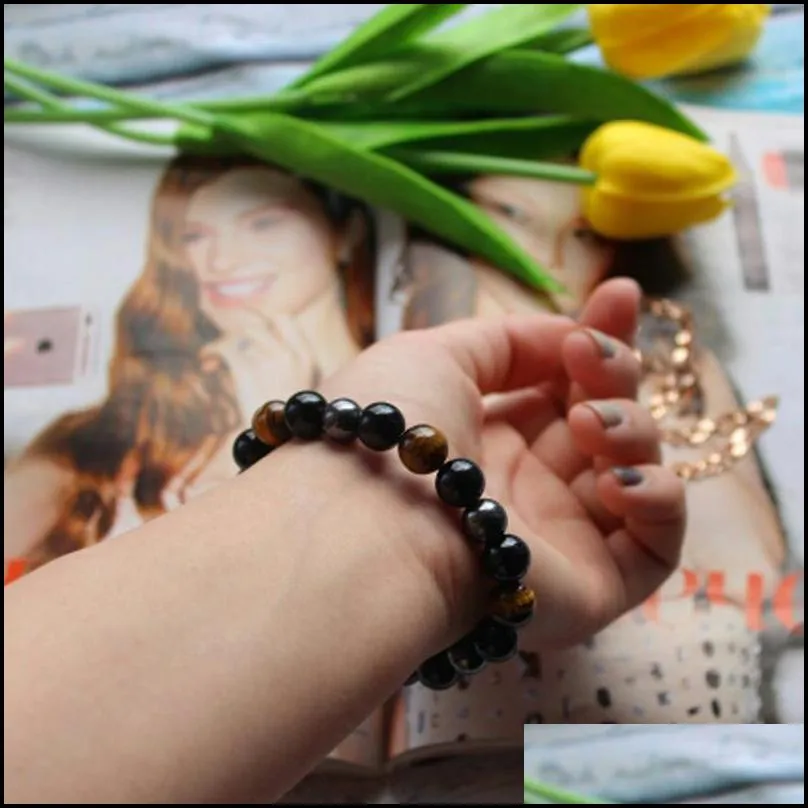 men bracelet bangle natural stone bracelets for women 10mm tiger eye hematite black obsidian stone bracelet dropshipping