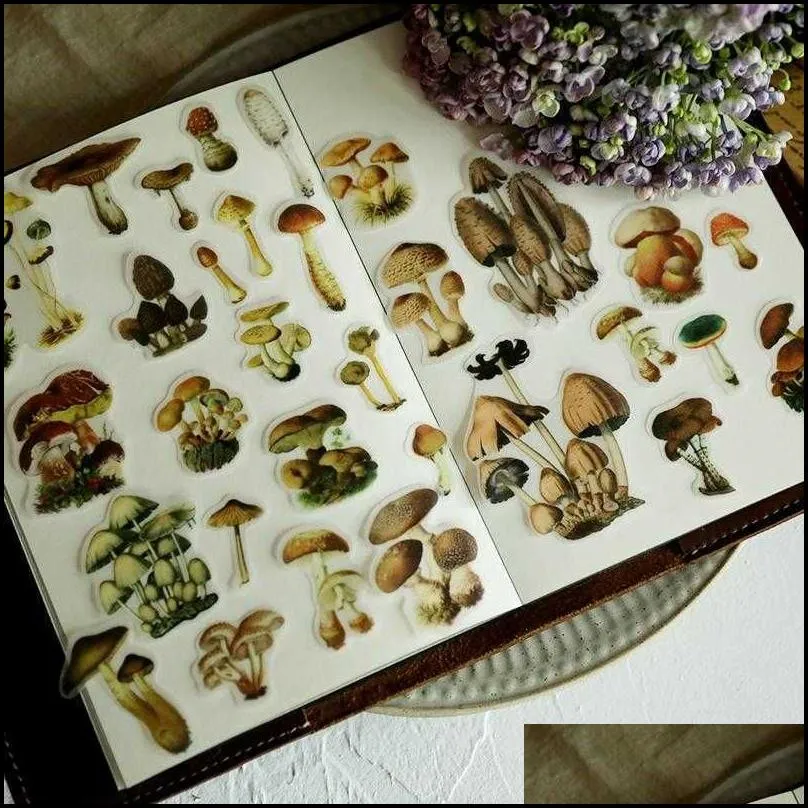 gift wrap 100pcs retro mushroom illustration vellum paper stickers for scrapbooking happy planner/card making/journaling projectgift