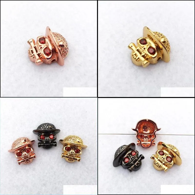 skull connector cubic zirconia jewelry diy cool punk skeleton beads for bracelet jewelry making finding ct480