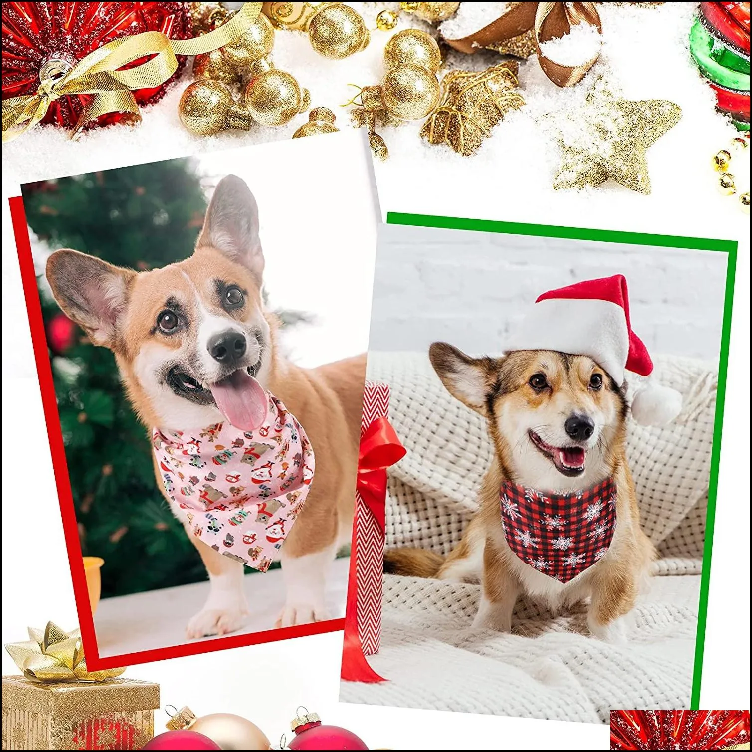 20 pack christmas dog bandana snowman snowflake elk plaid pets scarf triangle bibs new year dog bandanas for small medium dogs cats