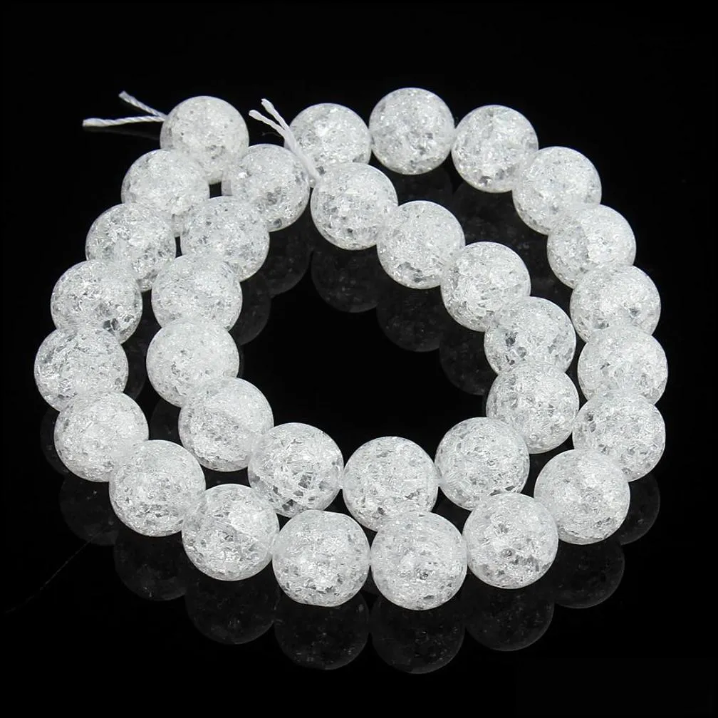 6 8 10 12 mm natural stone beads white snow cracked quartz crystal beads spacer beads for diy jewelry making 40cm/strand