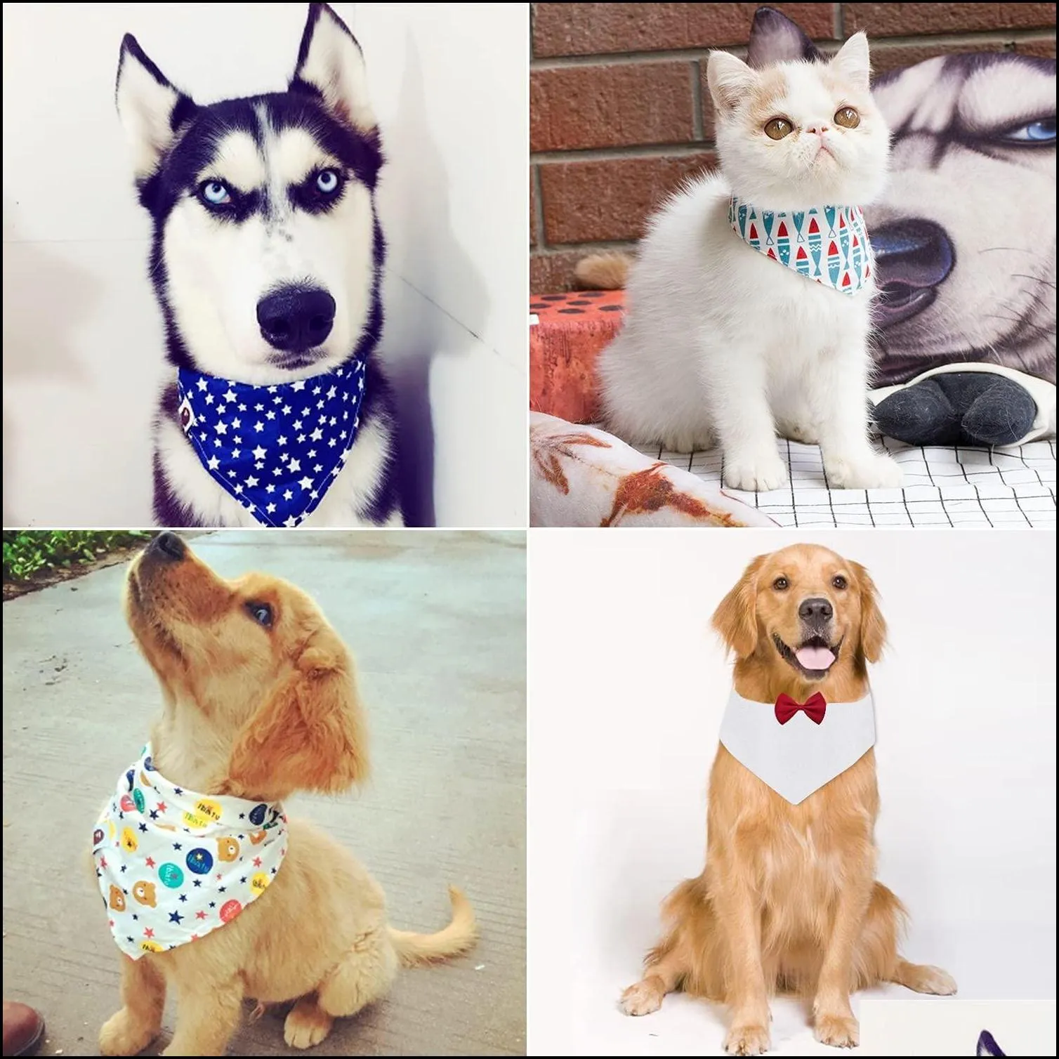 blank dog bandanas solid white diy pet bandanas triangle scarf pet heat transfer triangle bibs accessories for dogs puppy cats