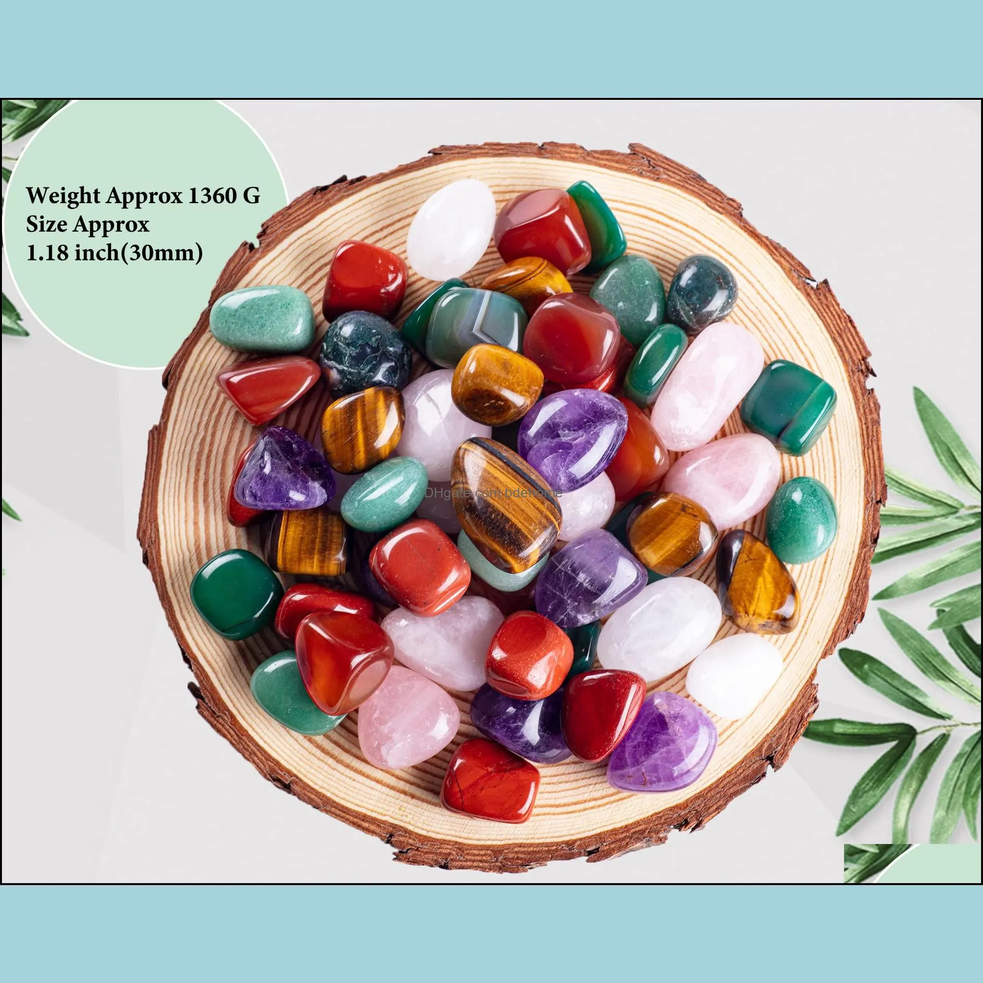 Pendant Necklaces 3lb Natural Bk Assorted Tumbled Polished Stones Healing Crystal Set Chakra Quartz Kit Real Meditation Gifts For Rei