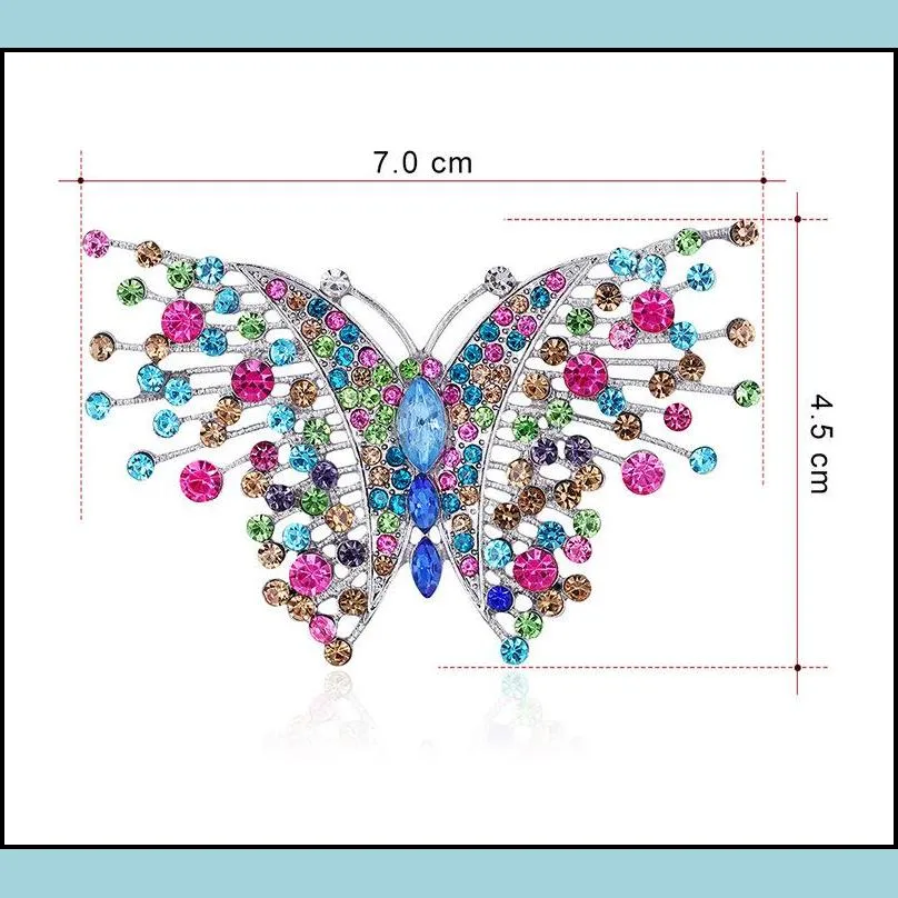 colorful rhinestone butterfly brooches for women autumn winter animal insect coat brooch pins fashion wedding jewelry