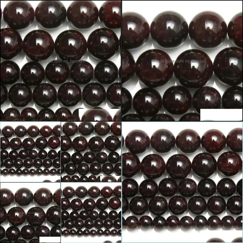 8mm natural stone dark red garnet round loose beads 15 strand 4 6 8 10 12 mm pick size for jewelry making