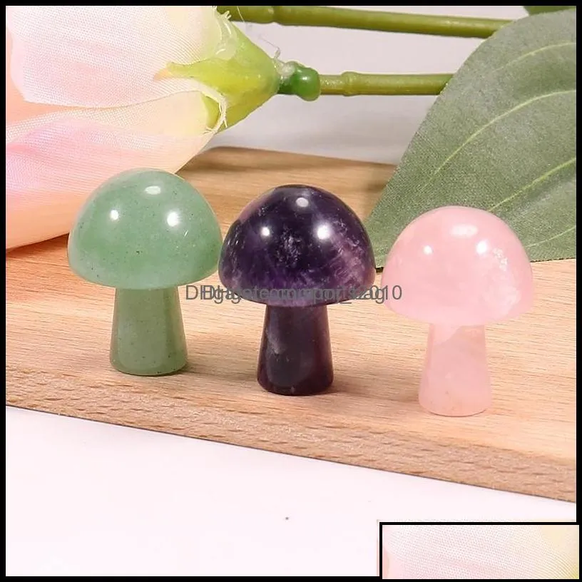 Arts And Crafts Arts Gifts Home Garden Small Natural Quartz Stone Mini Mushroom Carving Crystal Healing Decoration Dhm3L