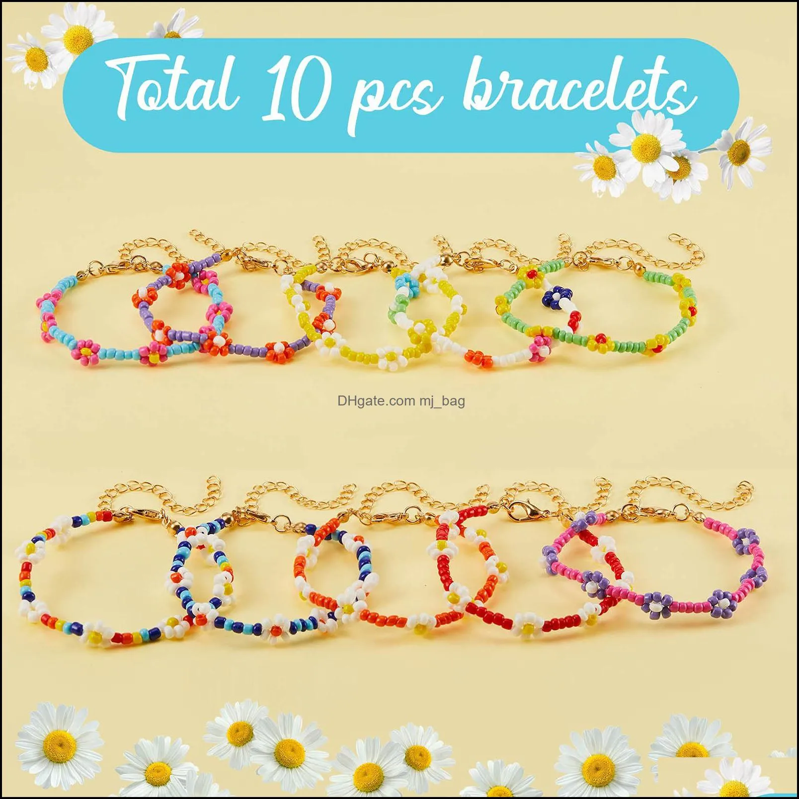 Beaded Strands L Colorf Daisy Flower Bead Bracelets Y2K Jewelry Aesthetic Anklet Handmade Anklets Boho Beach Summer Brai Yzedibleshop