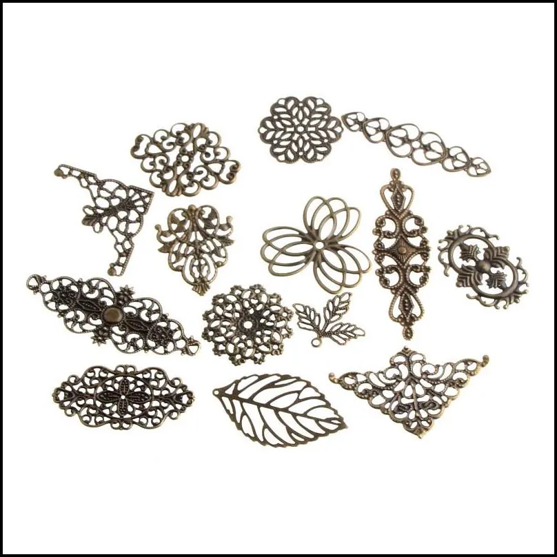 variety color 50pcs filigree wraps metal connectors crafts for jewelry making earring diy accessories charm pendant