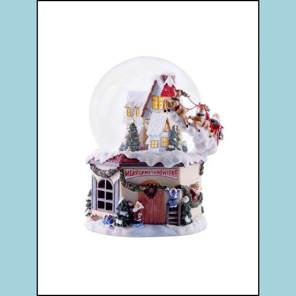 musical snow globe christmas santa resinic home decoration crafts for children gi h1020