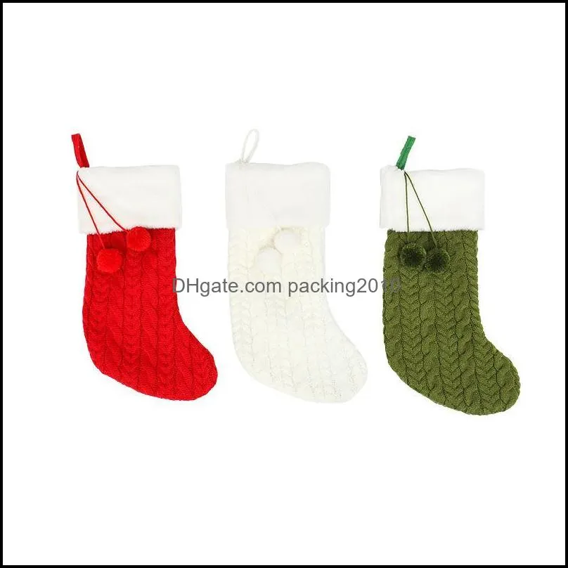 knitting wool christmas stocking xmas tree ornament santa candy gift bag knitted socks prop socks party pendant decorations